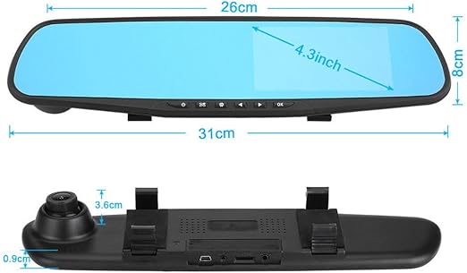 Vehicle Blackbox DVR with Full 1080 HD Touch Screen Rear View Camera