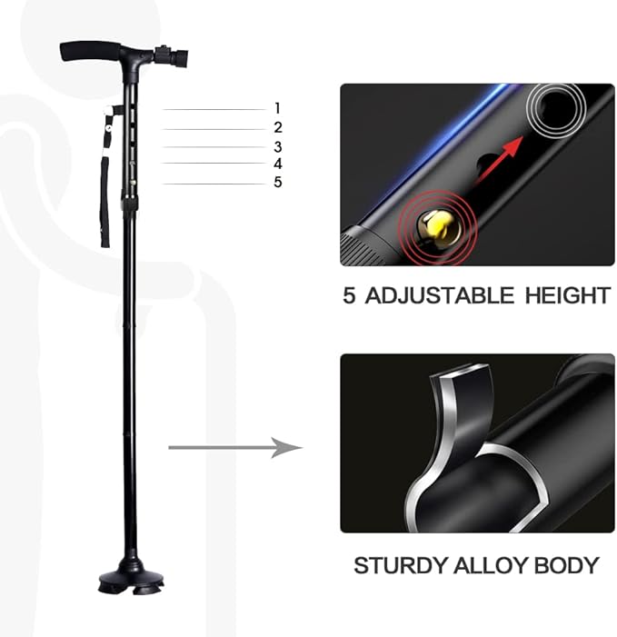 Foldable Walking Cane with LED Light